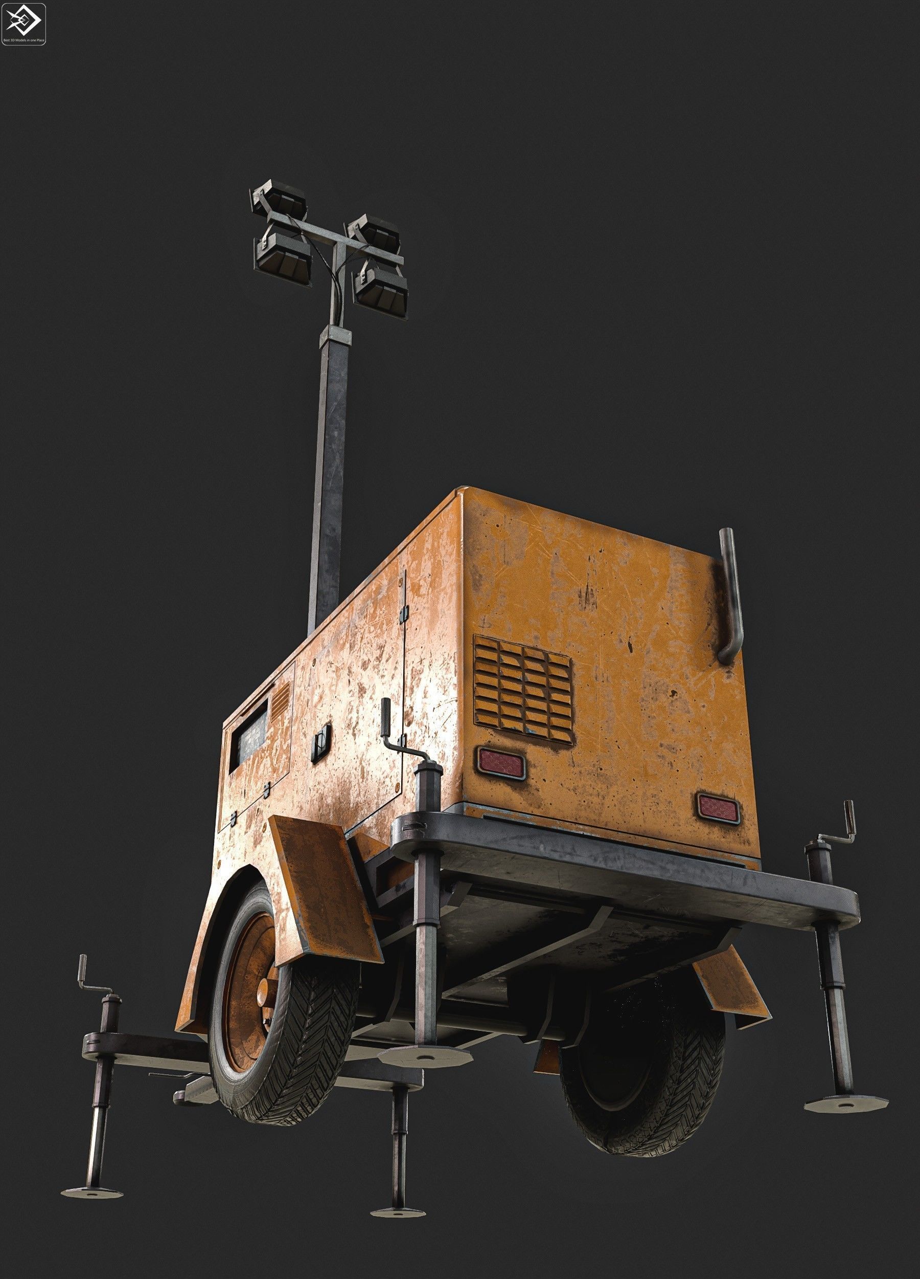  Mobile Lighting Towers Low-poly 3D model_7
