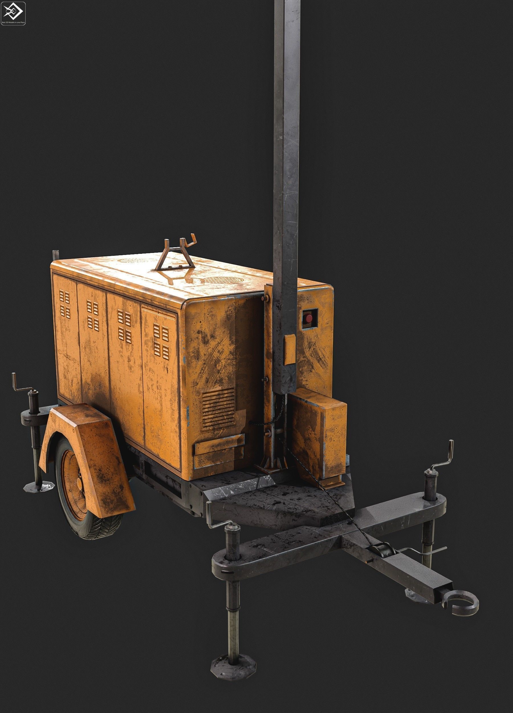  Mobile Lighting Towers Low-poly 3D model_2