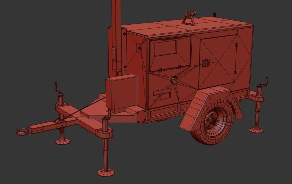  Mobile Lighting Towers Low-poly 3D model_15