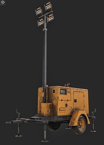  Mobile Lighting Towers Low-poly 3D model