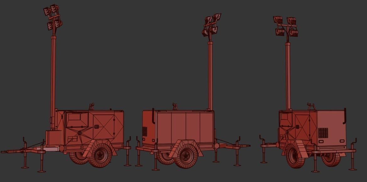  Mobile Lighting Towers Low-poly 3D model_14