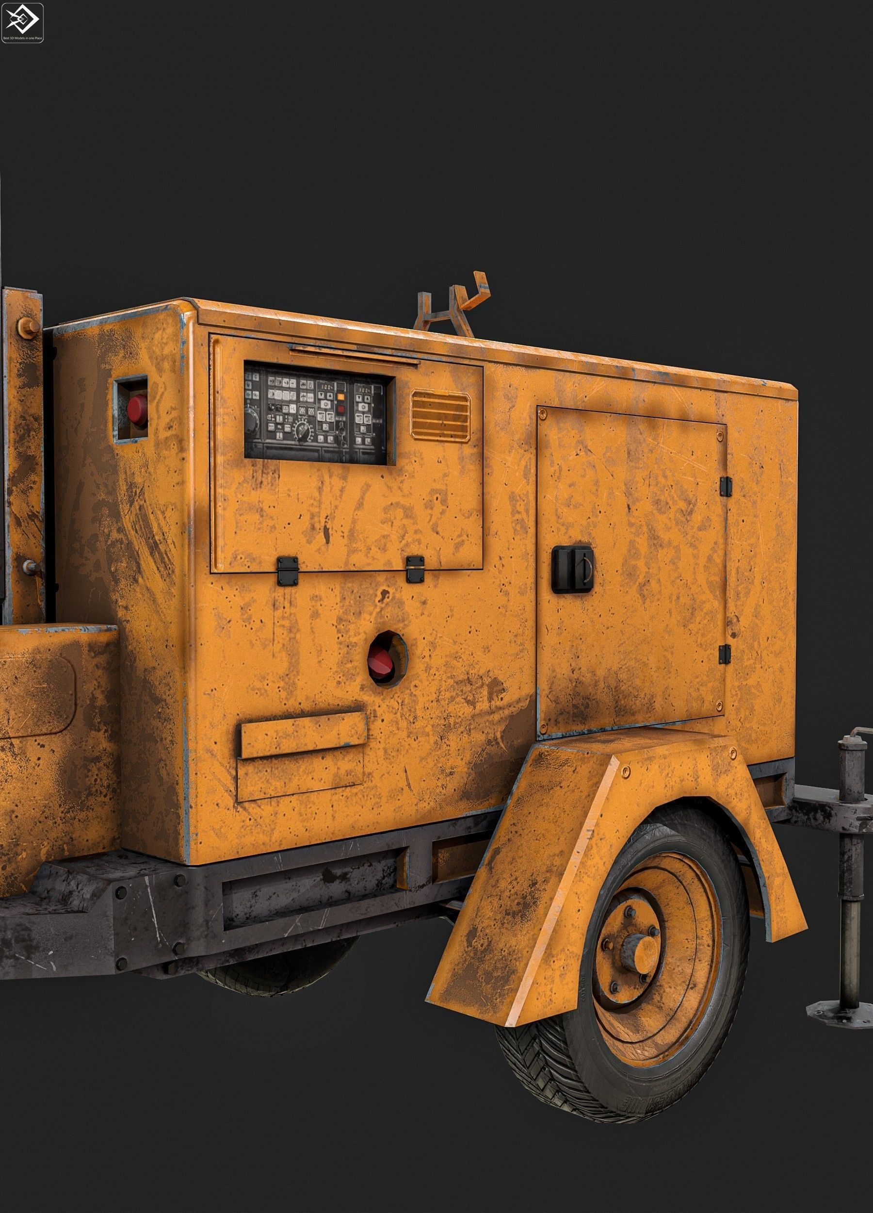  Mobile Lighting Towers Low-poly 3D model_5