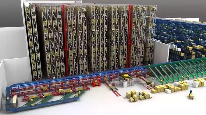 Warehouse with boxes