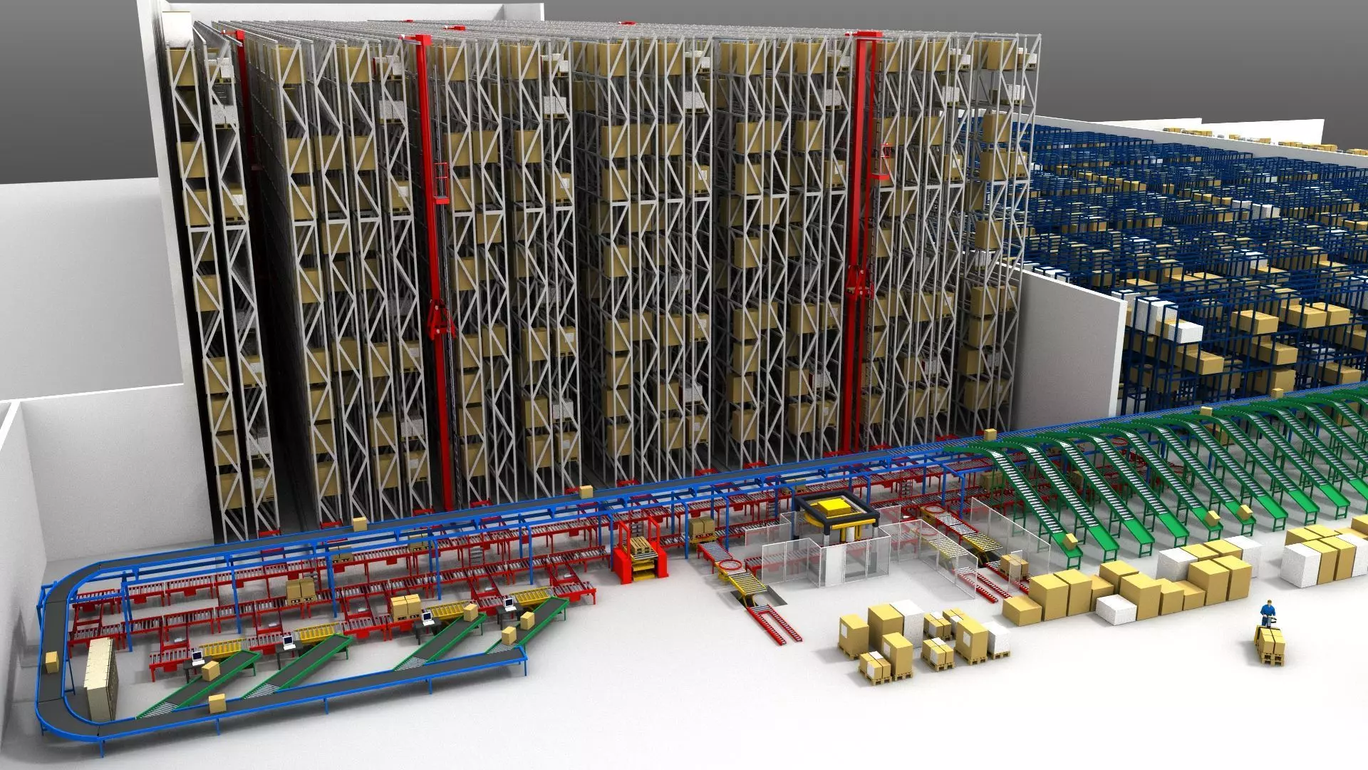 Warehouse with boxes Low-poly 3D model_0