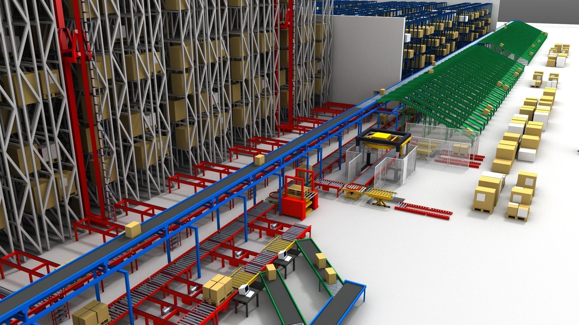 Warehouse with boxes Low-poly 3D model_14