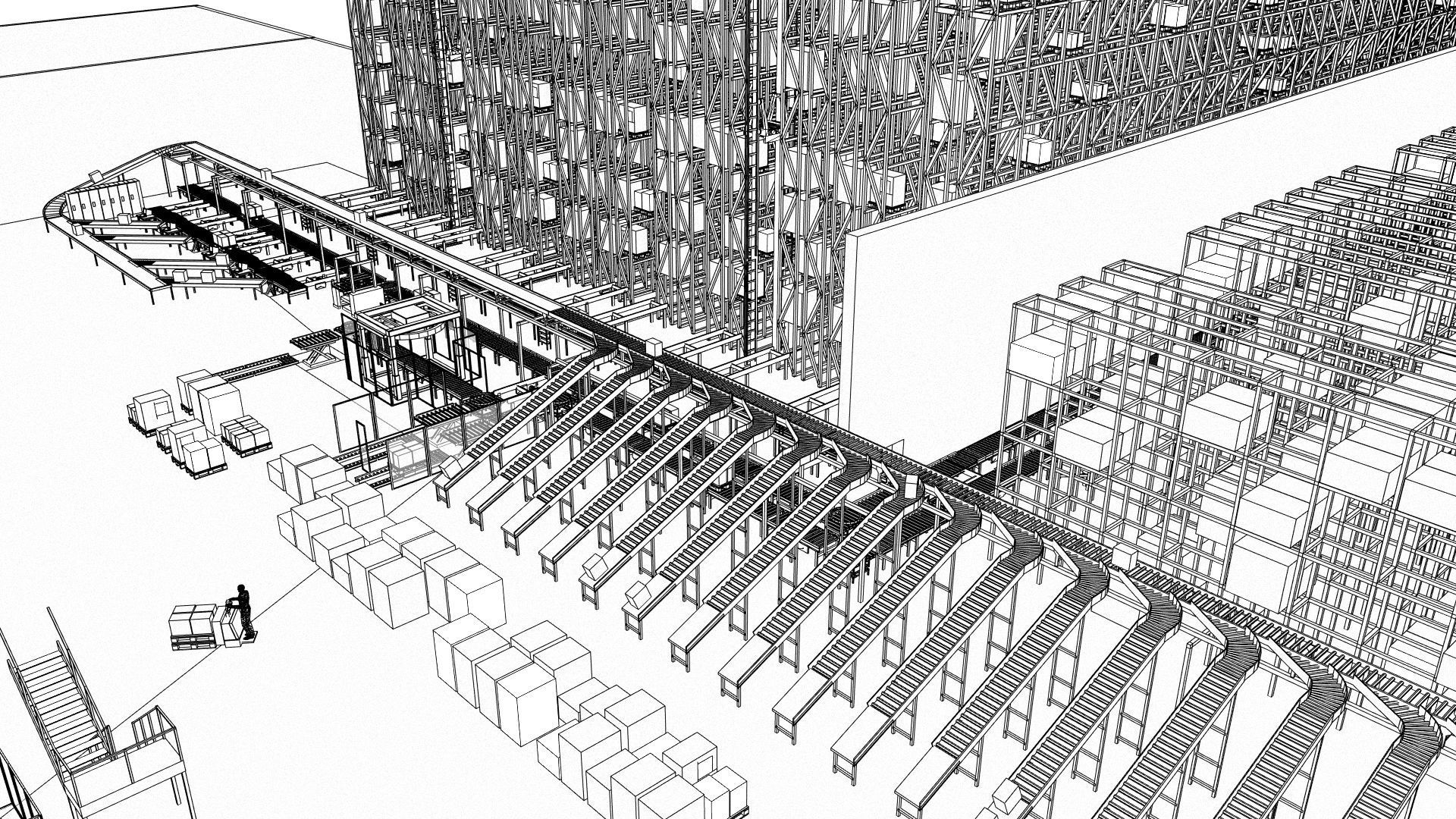 Warehouse with boxes Low-poly 3D model_19