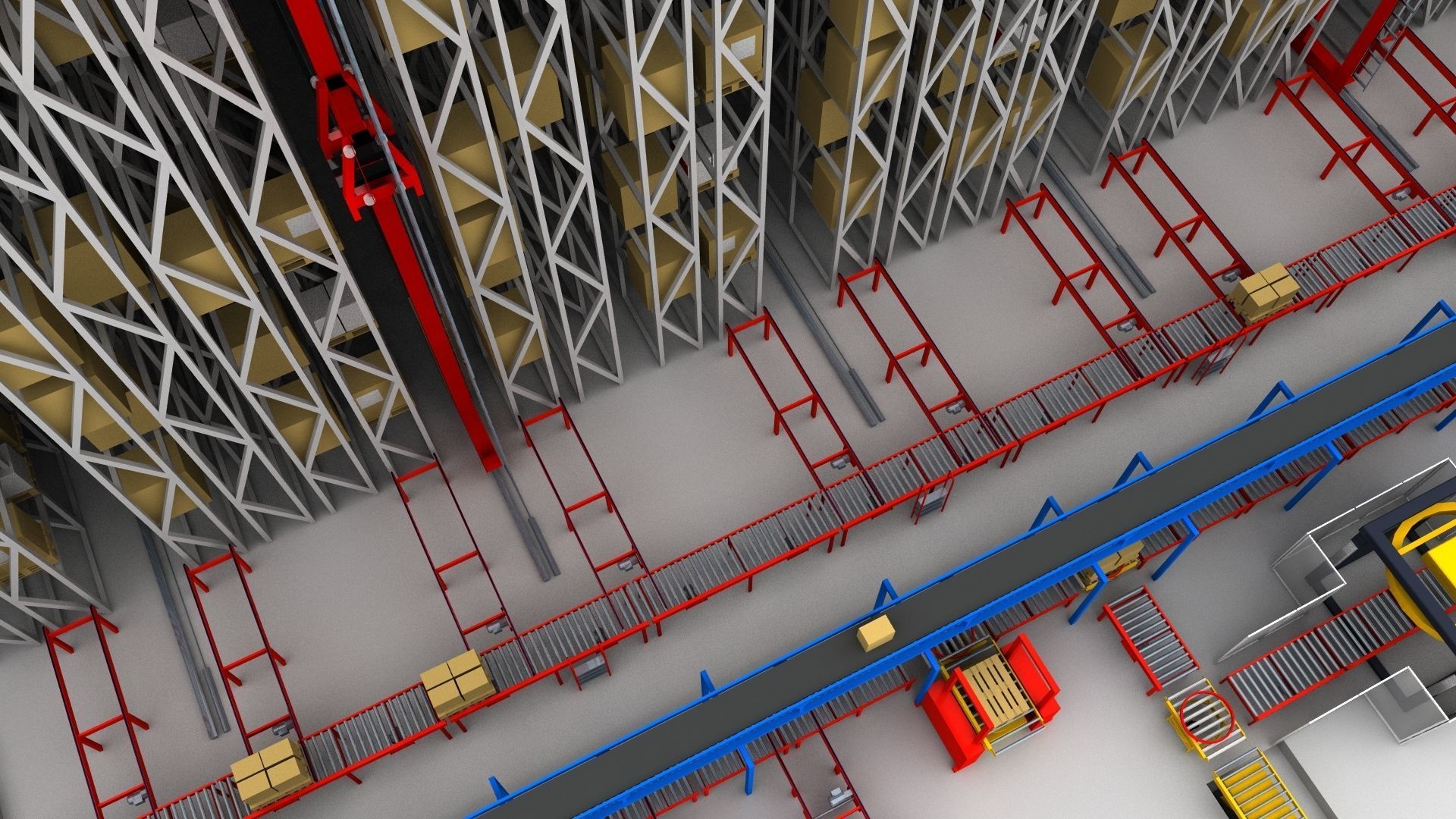 Warehouse with boxes Low-poly 3D model_4