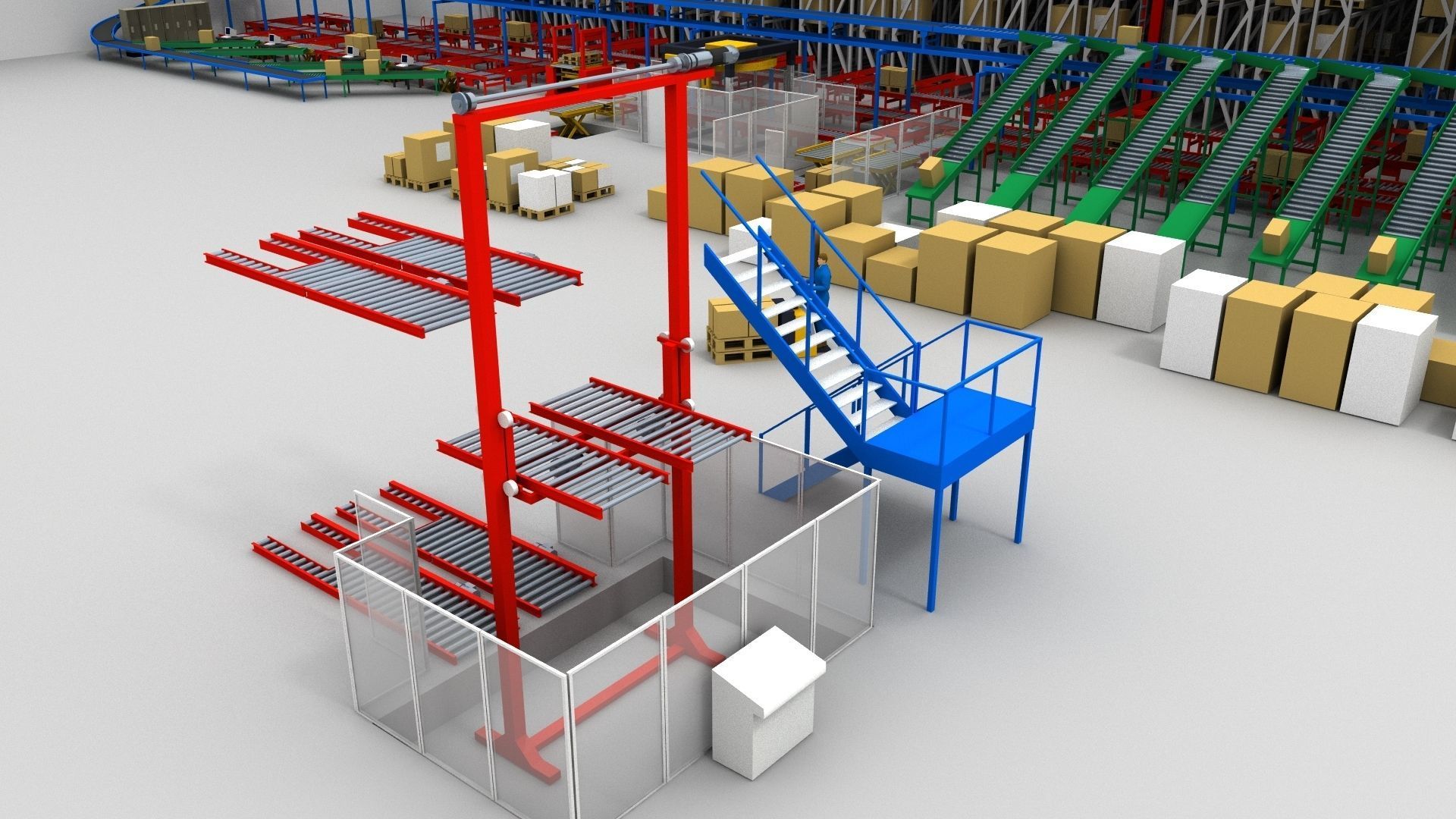 Warehouse with boxes Low-poly 3D model_16