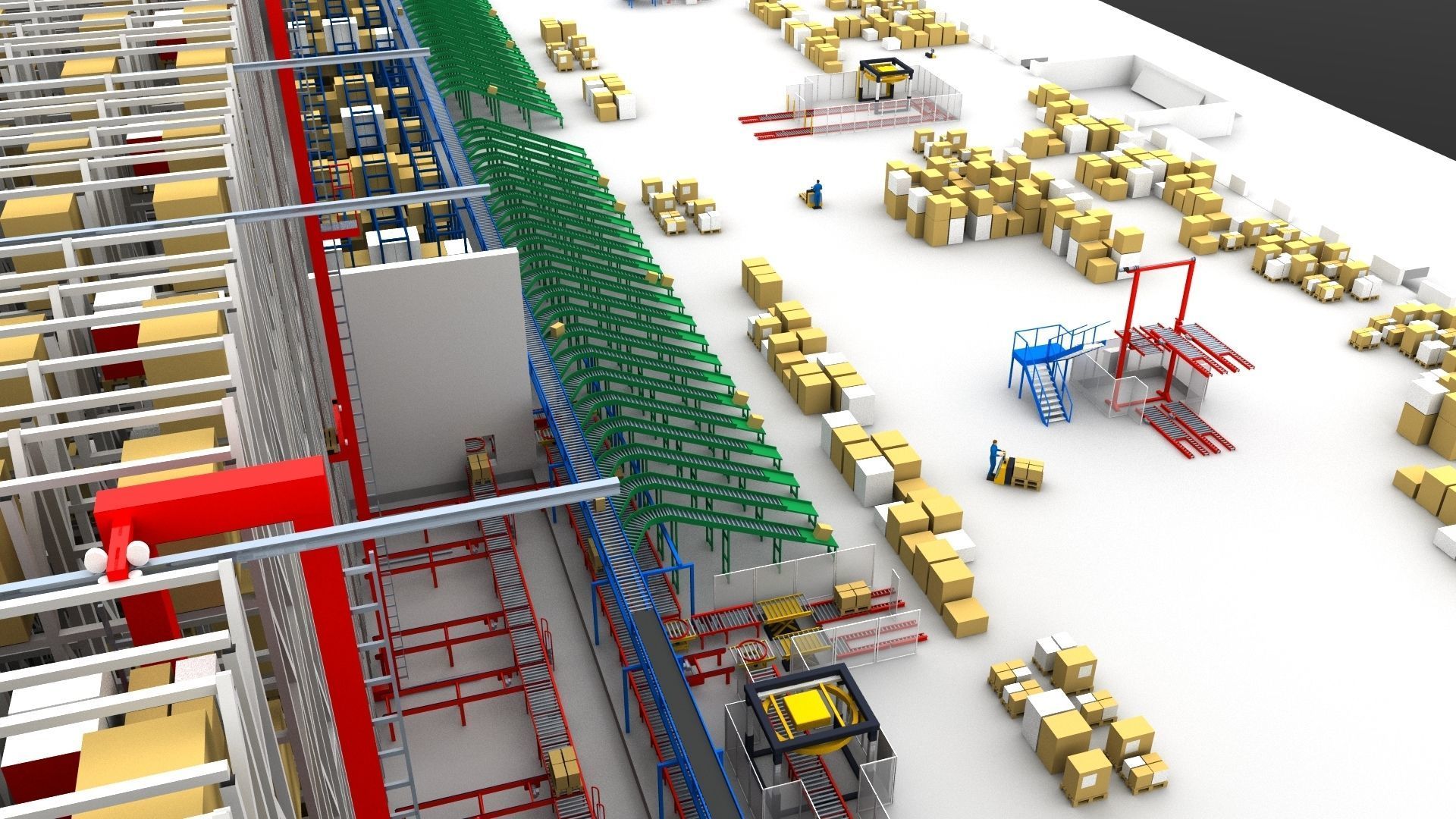 Warehouse with boxes Low-poly 3D model_5