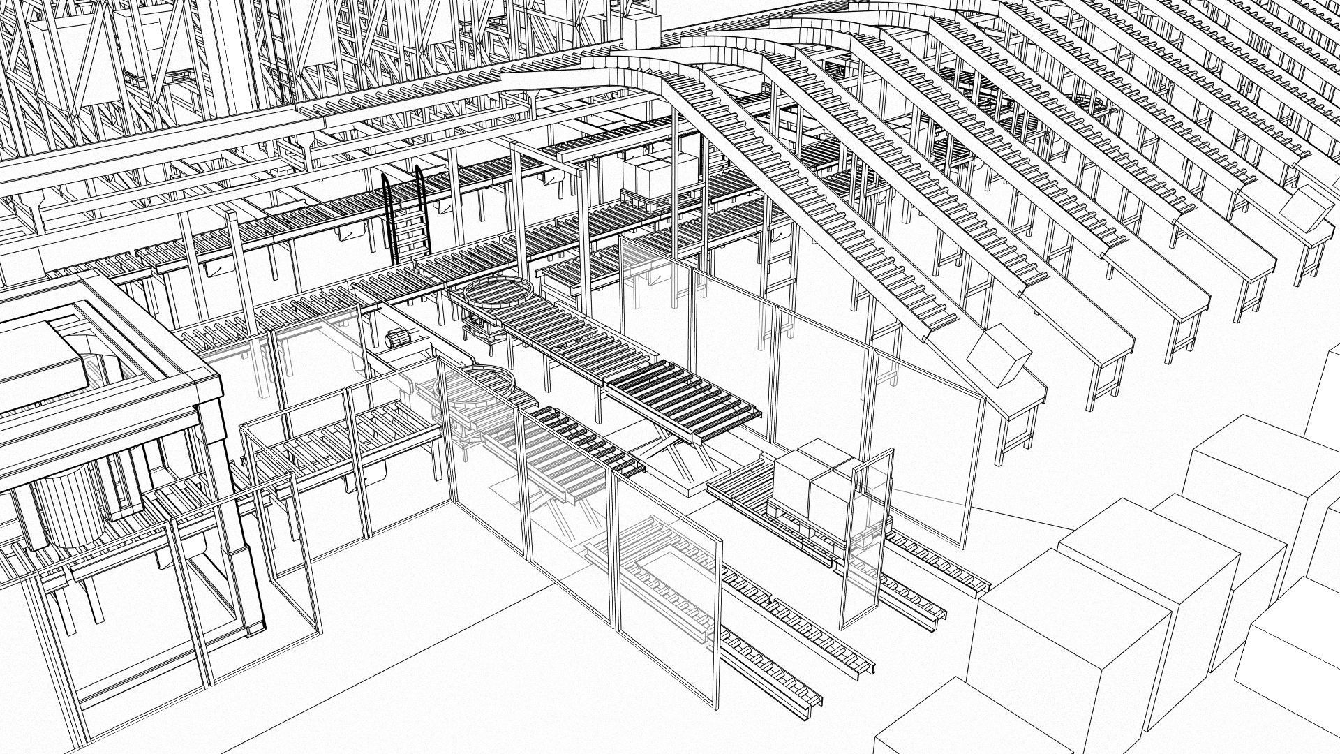 Warehouse with boxes Low-poly 3D model_20