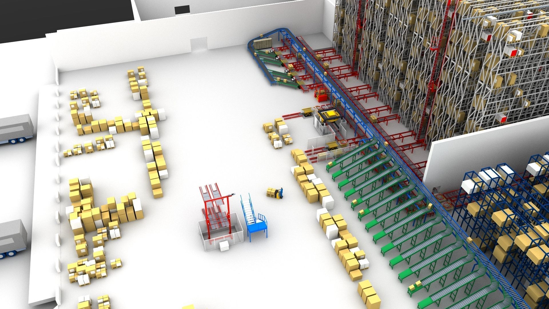 Warehouse with boxes Low-poly 3D model_6