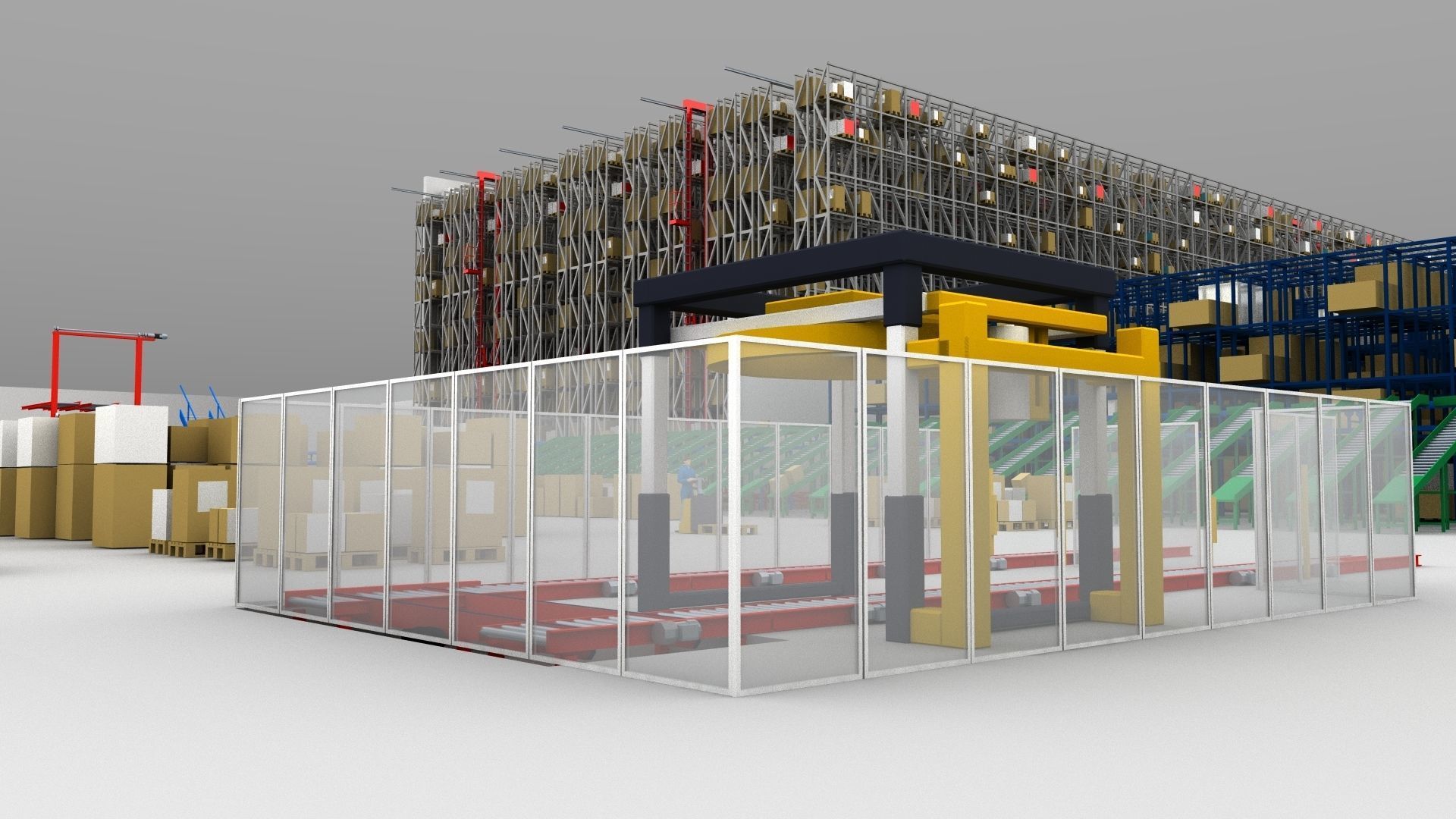 Warehouse with boxes Low-poly 3D model_10