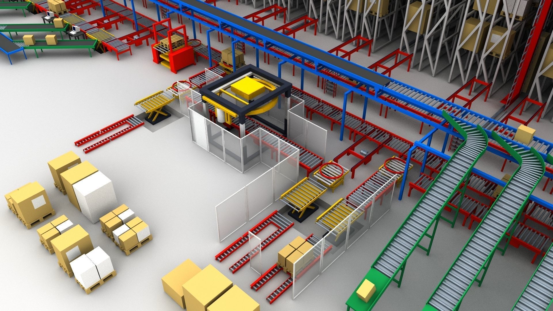 Warehouse with boxes Low-poly 3D model_17