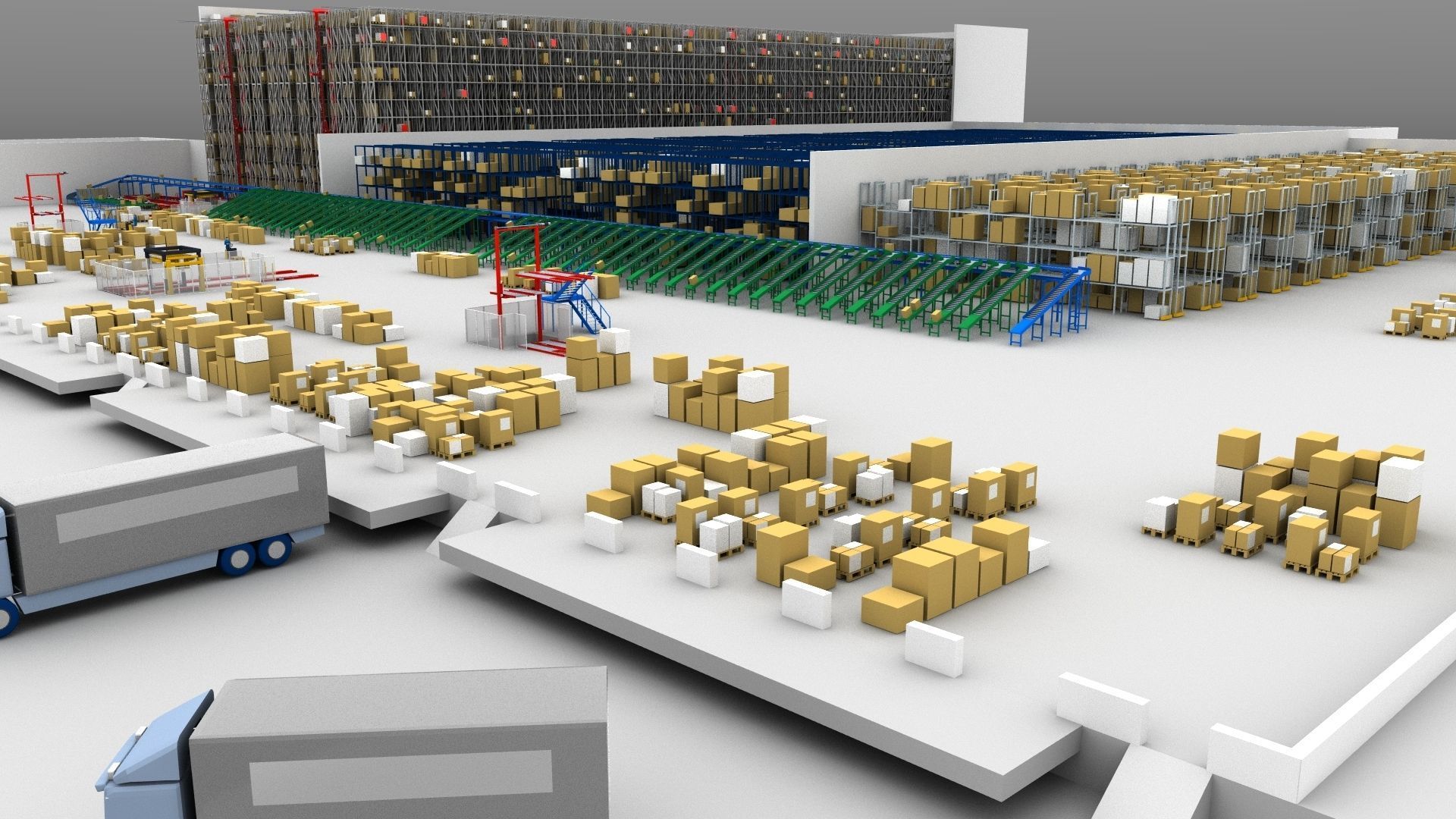 Warehouse with boxes Low-poly 3D model_8