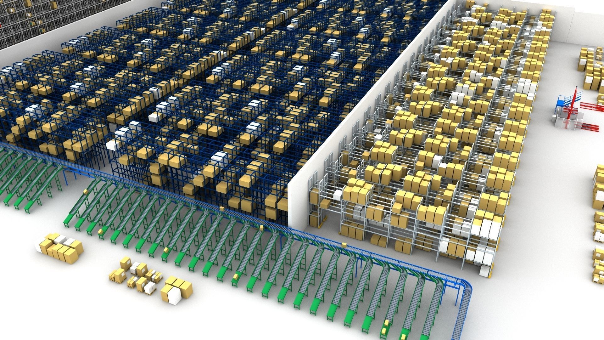 Warehouse with boxes Low-poly 3D model_7