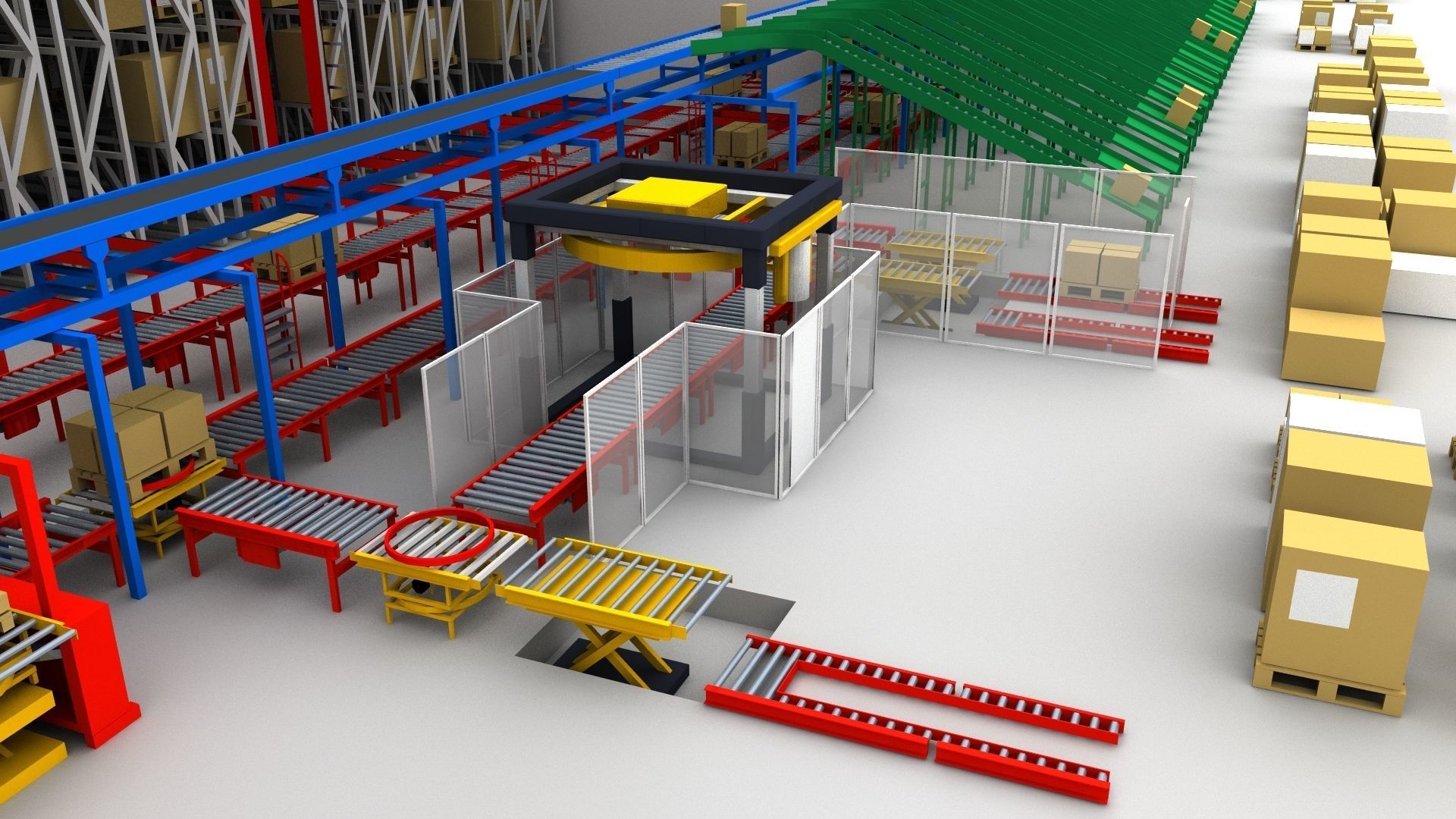 Warehouse with boxes Low-poly 3D model_3