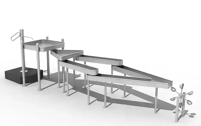 Metal bucket wheels water system play area playground equipment