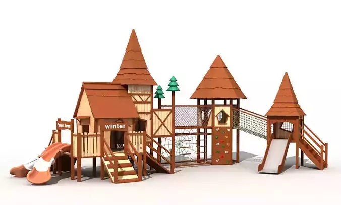 Wood forest town series children outdoor playhouse playground