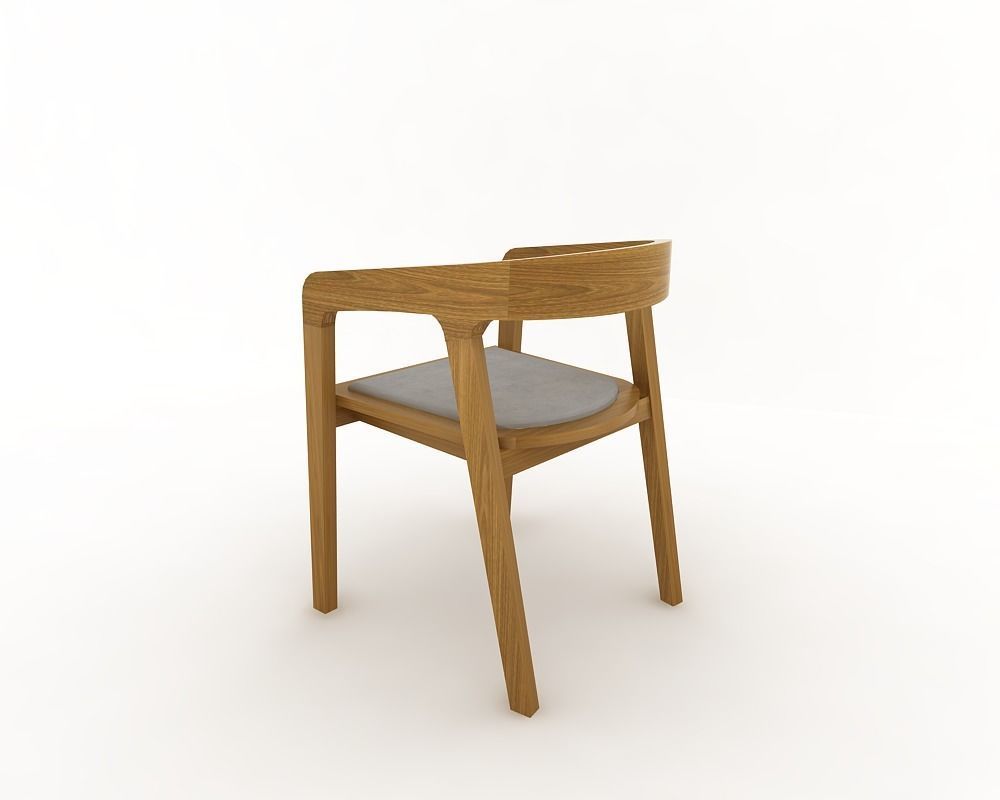 chair 1 wooden 3D model_1