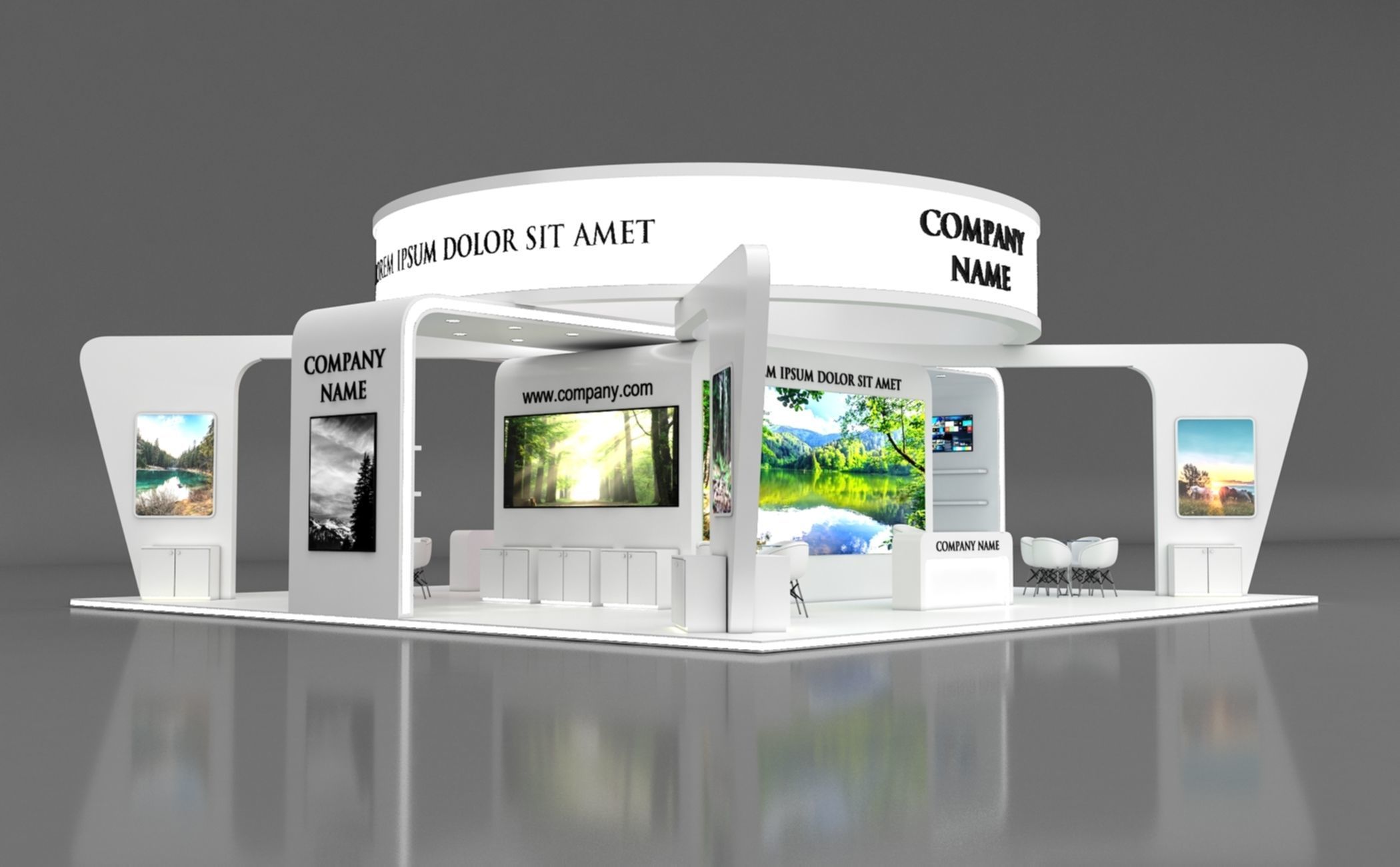 Booth Exhibition Stand Stall 12x12m Height 500 cm 4 Side Open 3D model_6