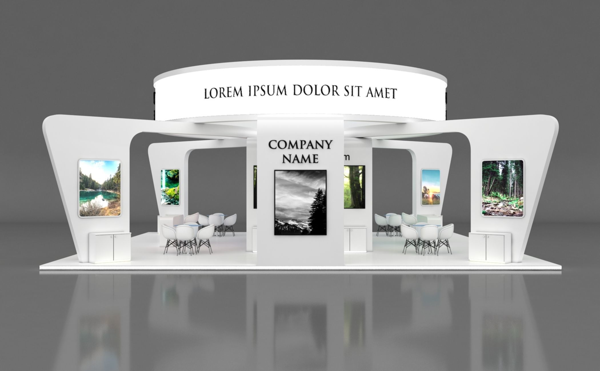 Booth Exhibition Stand Stall 12x12m Height 500 cm 4 Side Open 3D model_2