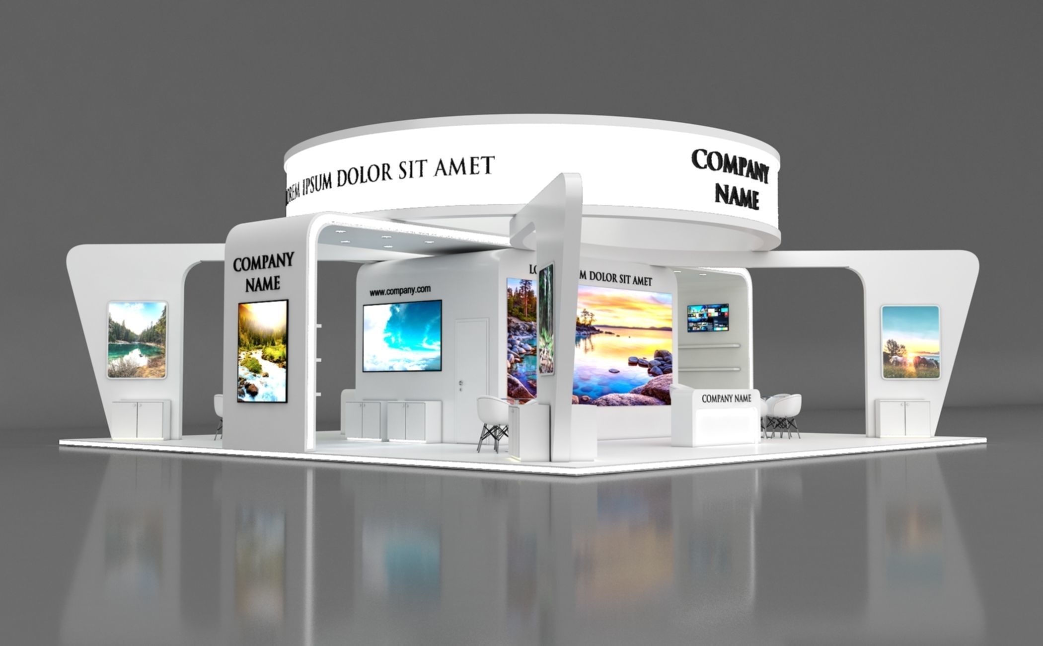Booth Exhibition Stand Stall 12x12m Height 500 cm 4 Side Open 3D model_11