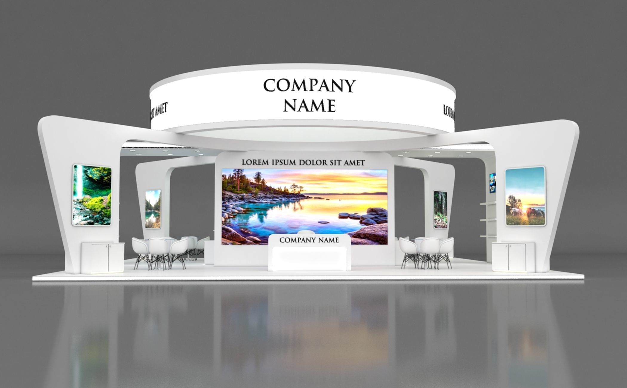 Booth Exhibition Stand Stall 12x12m Height 500 cm 4 Side Open 3D model_10