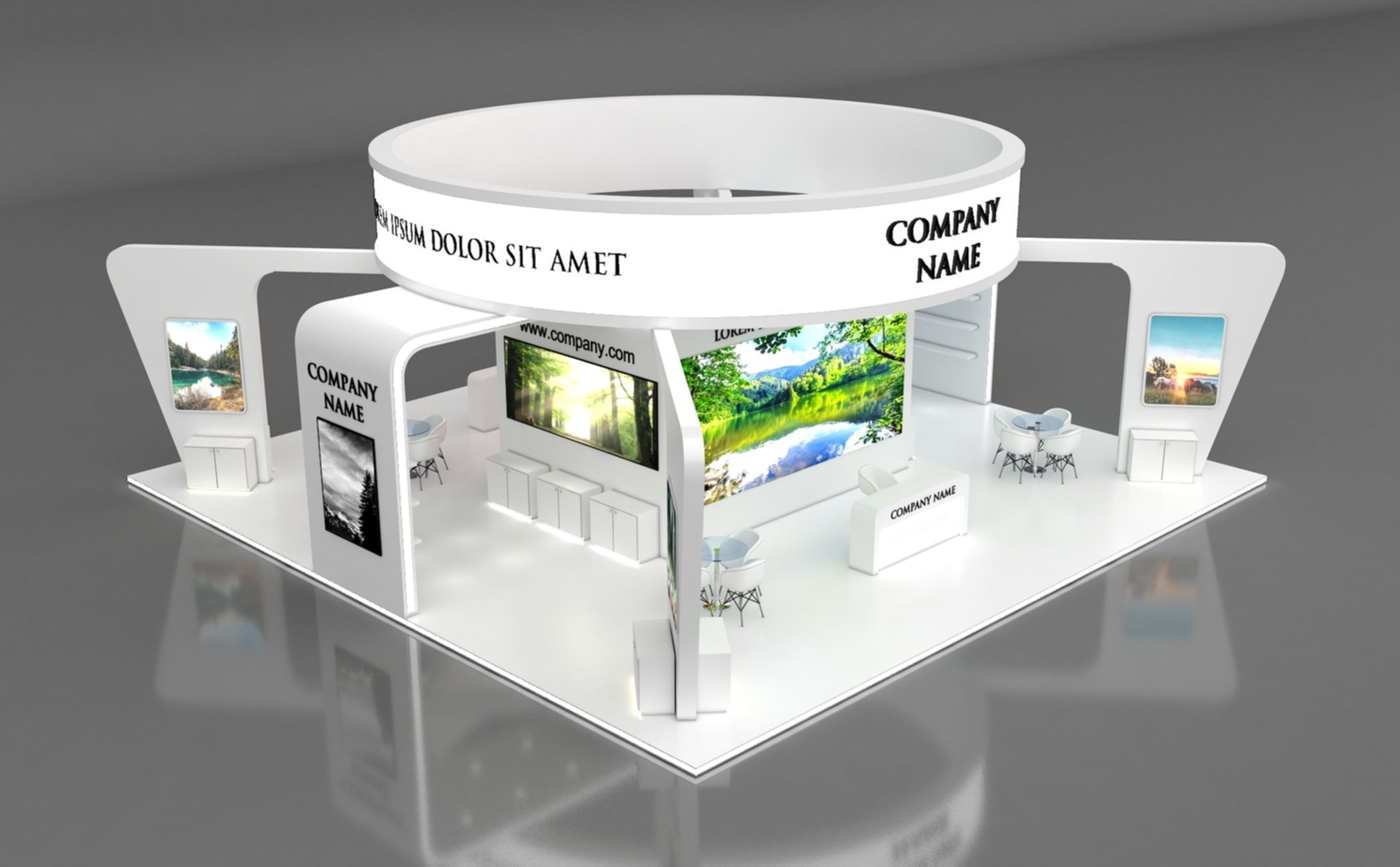 Booth Exhibition Stand Stall 12x12m Height 500 cm 4 Side Open 3D model_7