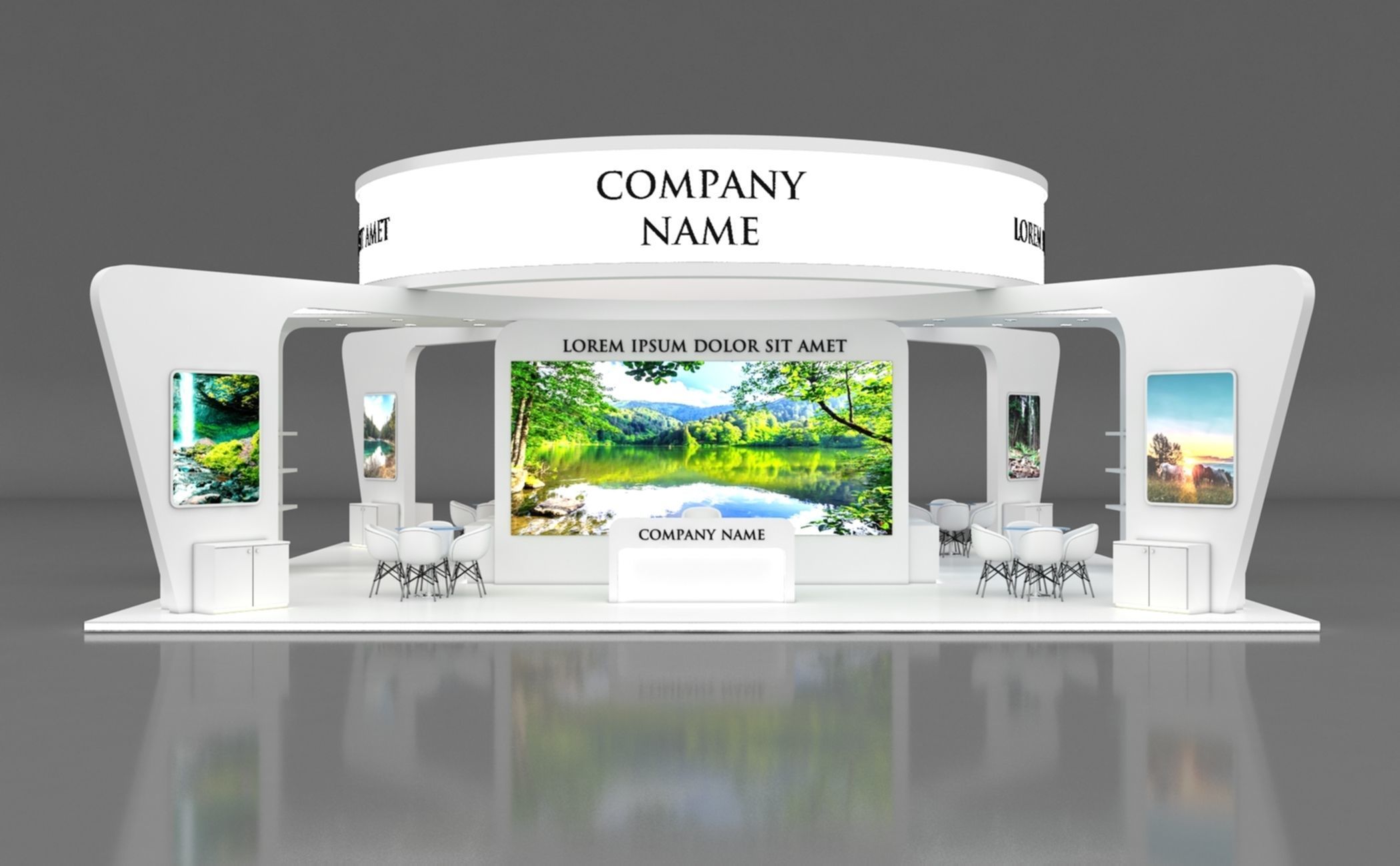 Booth Exhibition Stand Stall 12x12m Height 500 cm 4 Side Open 3D model_5