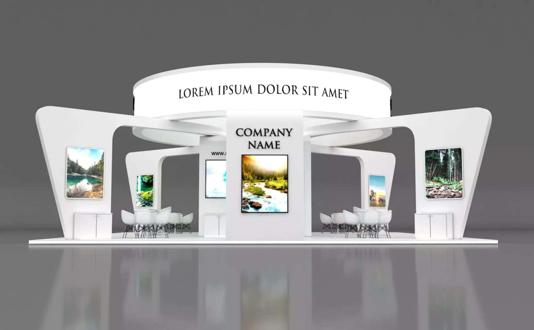 Booth Exhibition Stand Stall 12x12m Height 500 cm 4 Side Open 3D model_0