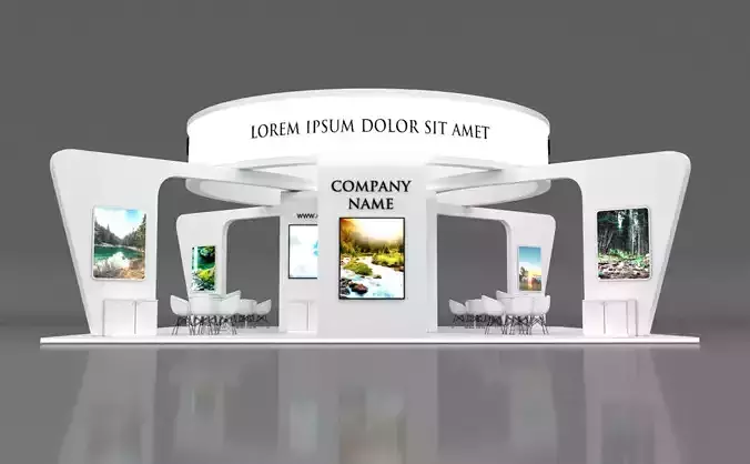 Booth Exhibition Stand Stall 12x12m Height 500 cm 4 Side Open 3D model