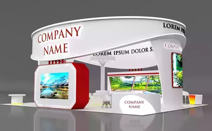 Booth Exhibition Stand Stall 12x9m Height 500 cm 4 Side Open 3D model