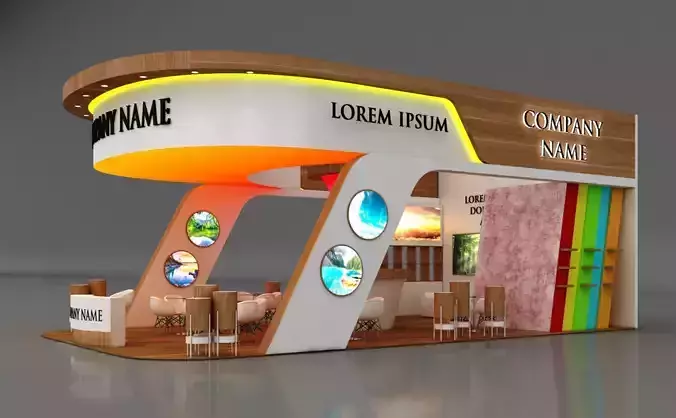 Booth Exhibition Stand Stall 12x7m Height 500 cm 3 Side Open 3D model