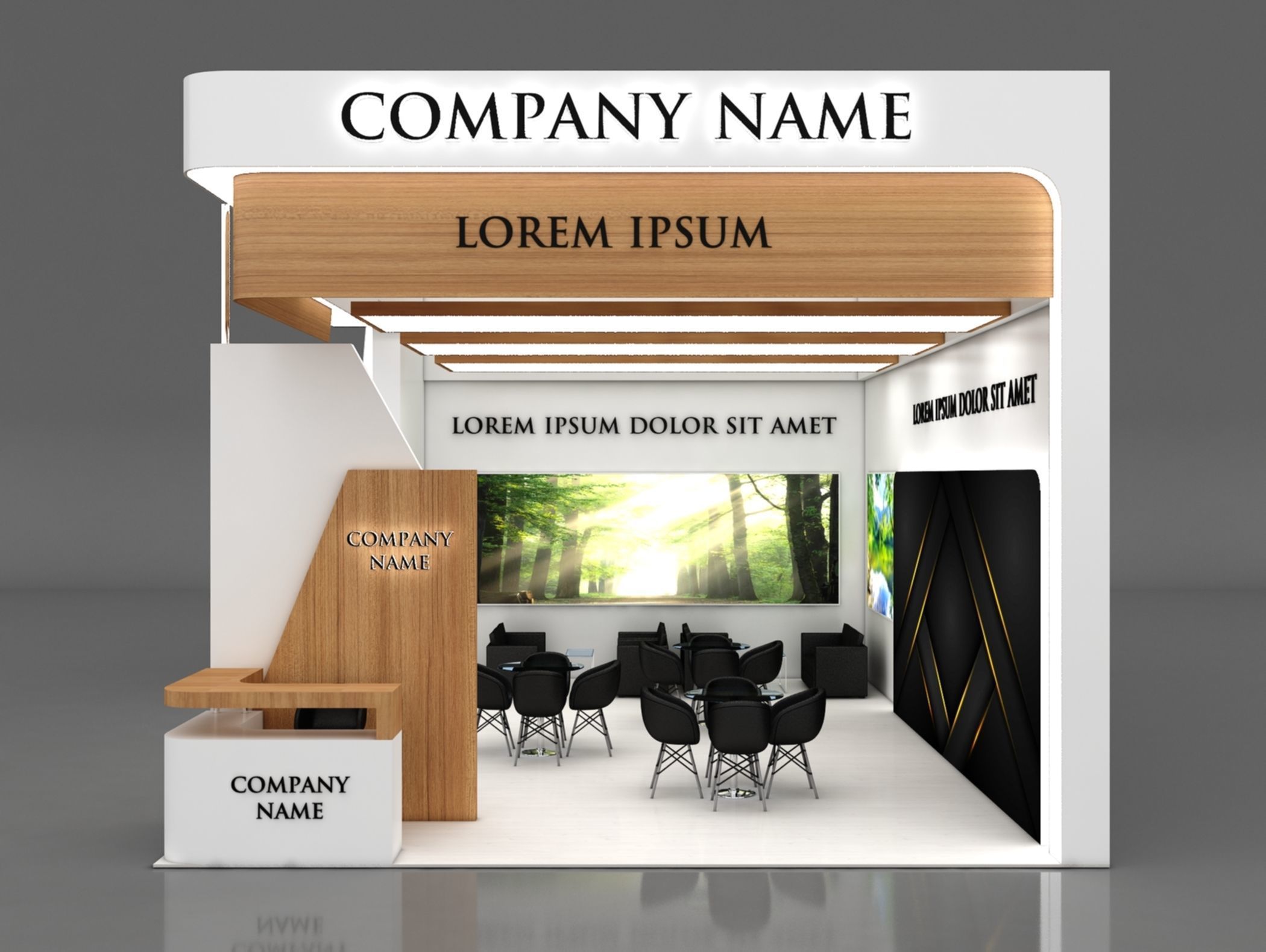 Booth Exhibition Stand Stall 9x6m Height 500 cm 2 Side Open 3D model_3