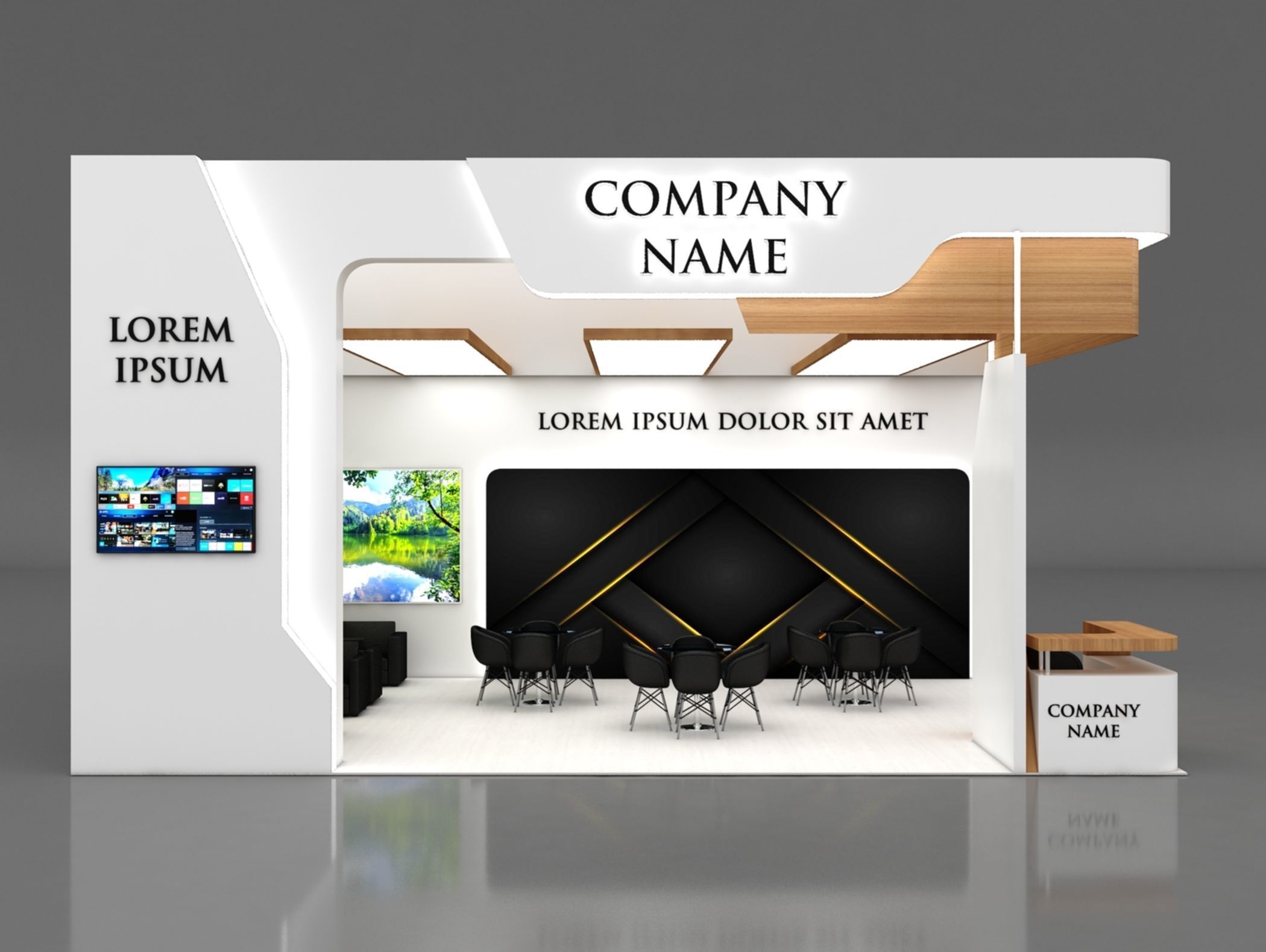Booth Exhibition Stand Stall 9x6m Height 500 cm 2 Side Open 3D model_2