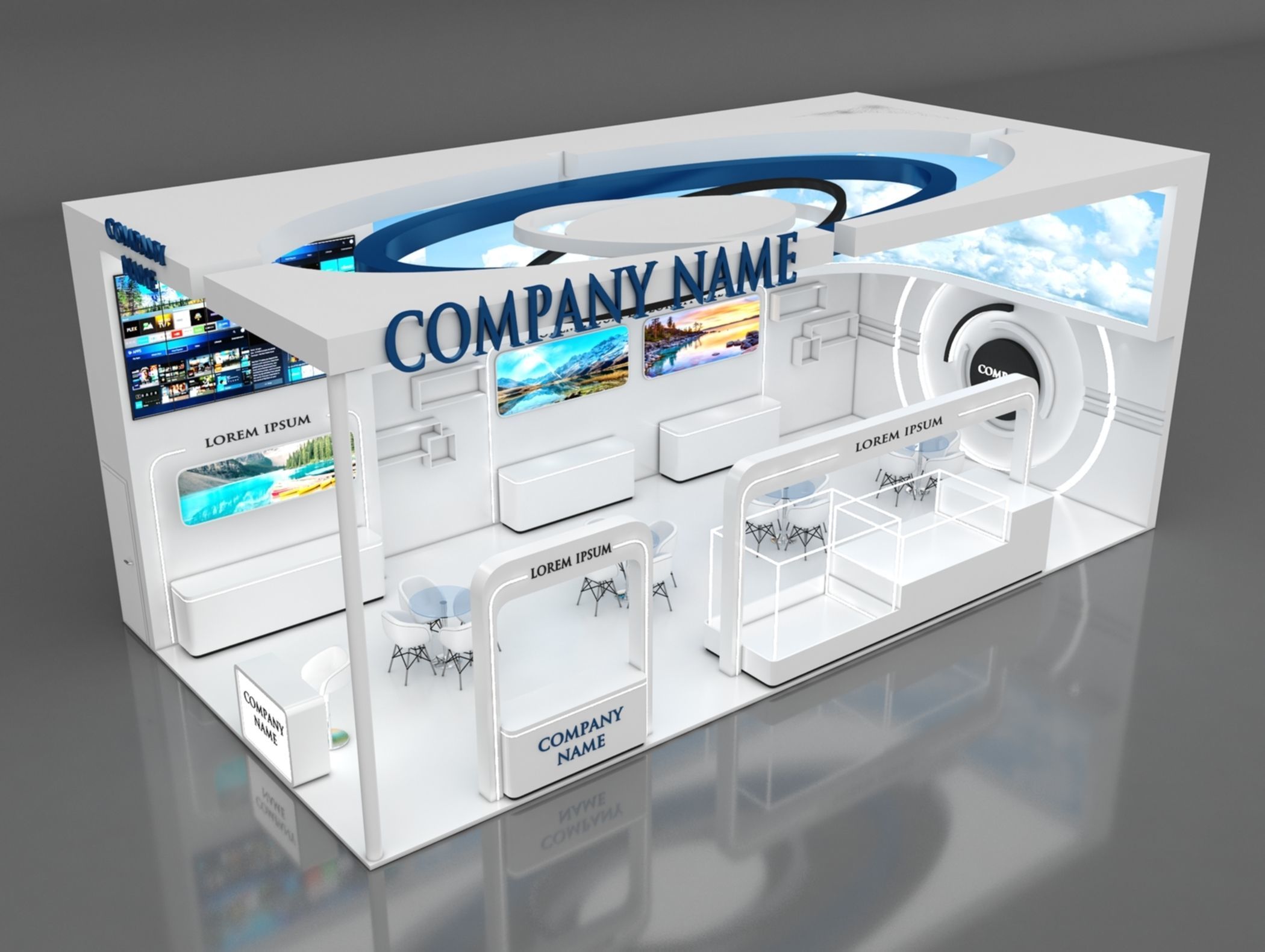 Booth Exhibition Stand Stall 12x6m Height 500 cm 2 Side Open 3D model_1