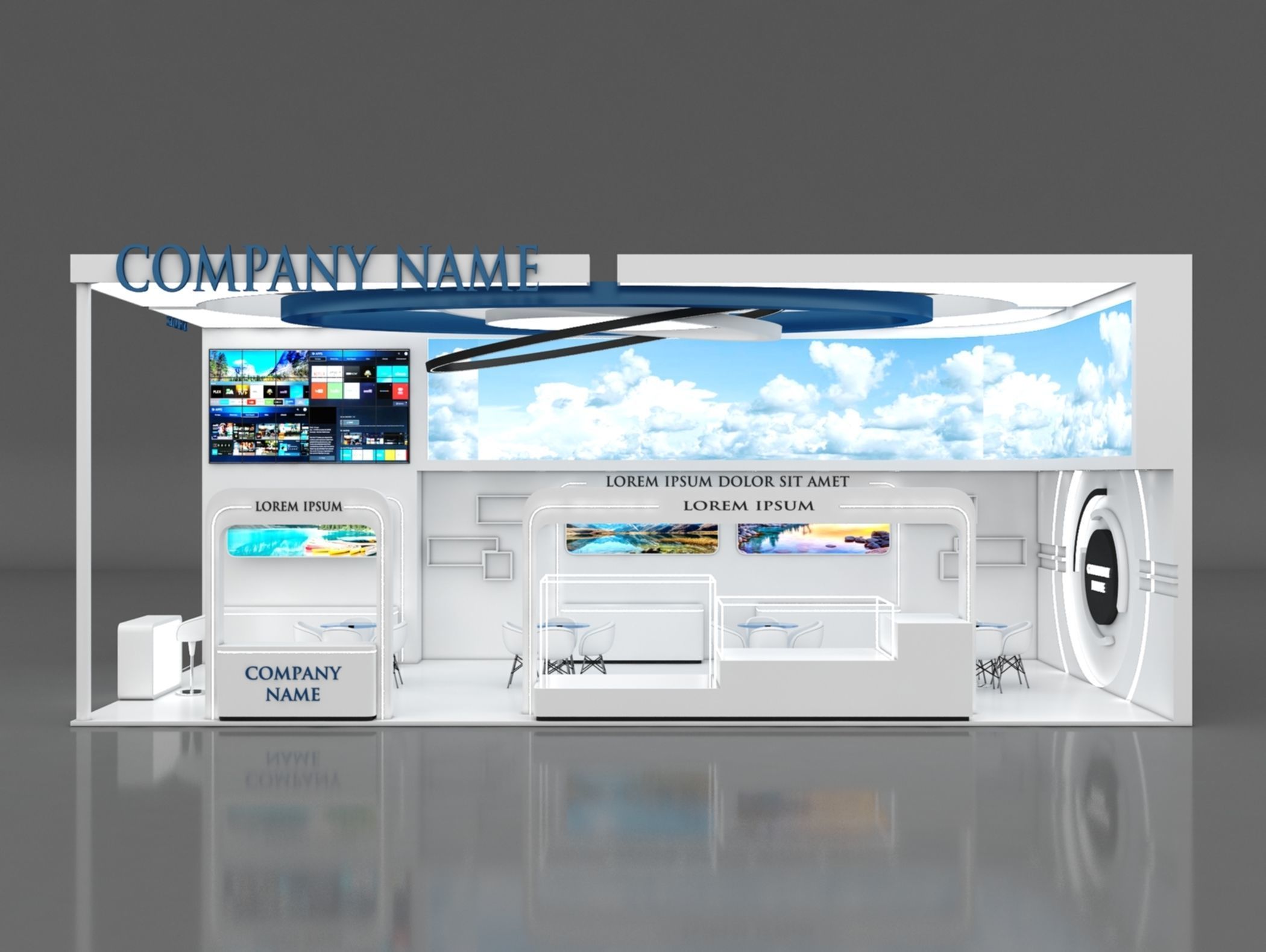 Booth Exhibition Stand Stall 12x6m Height 500 cm 2 Side Open 3D model_2