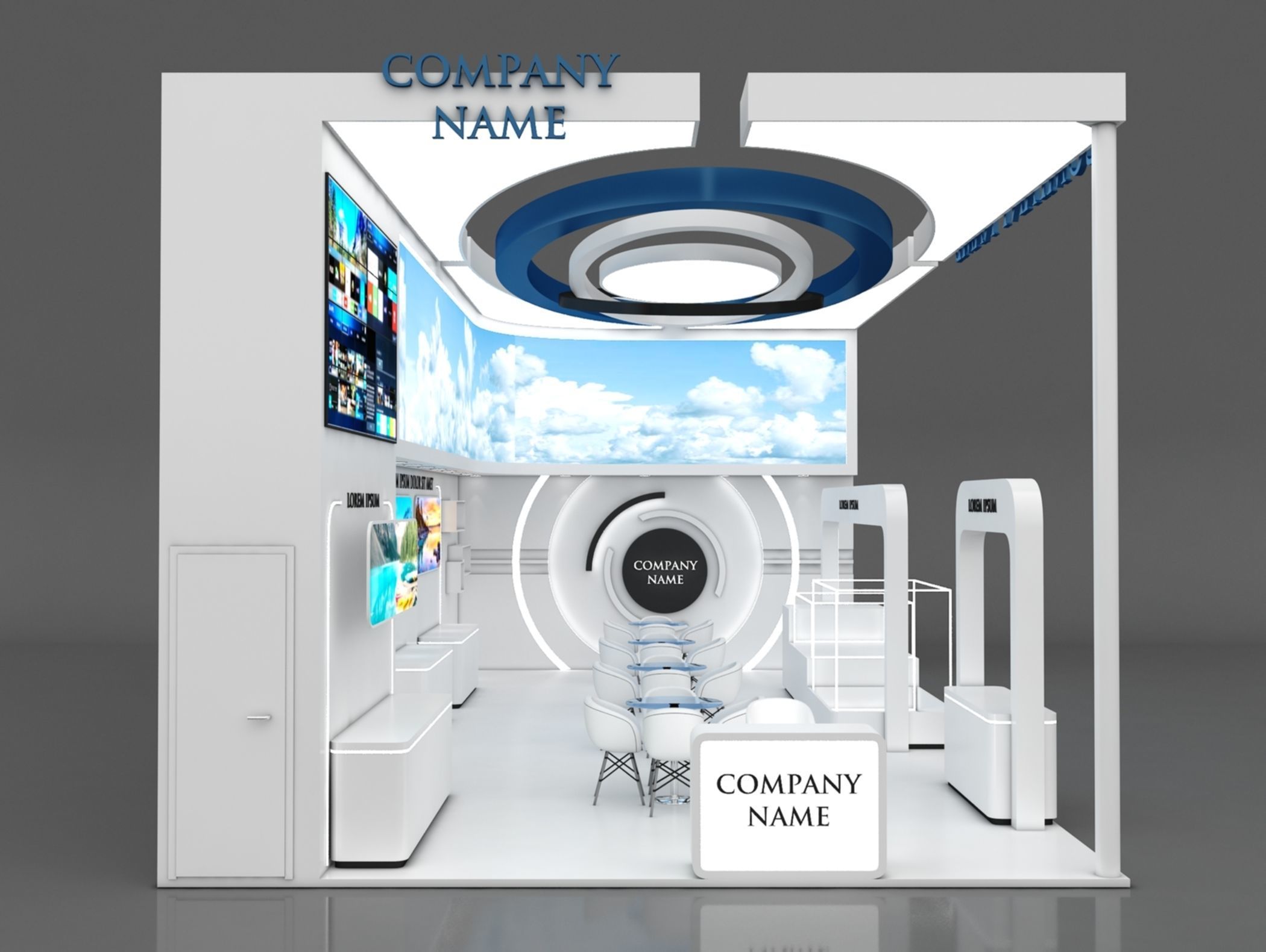 Booth Exhibition Stand Stall 12x6m Height 500 cm 2 Side Open 3D model_3