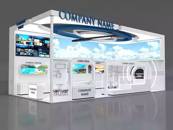 Booth Exhibition Stand Stall 12x6m Height 500 cm 2 Side Open 3D model