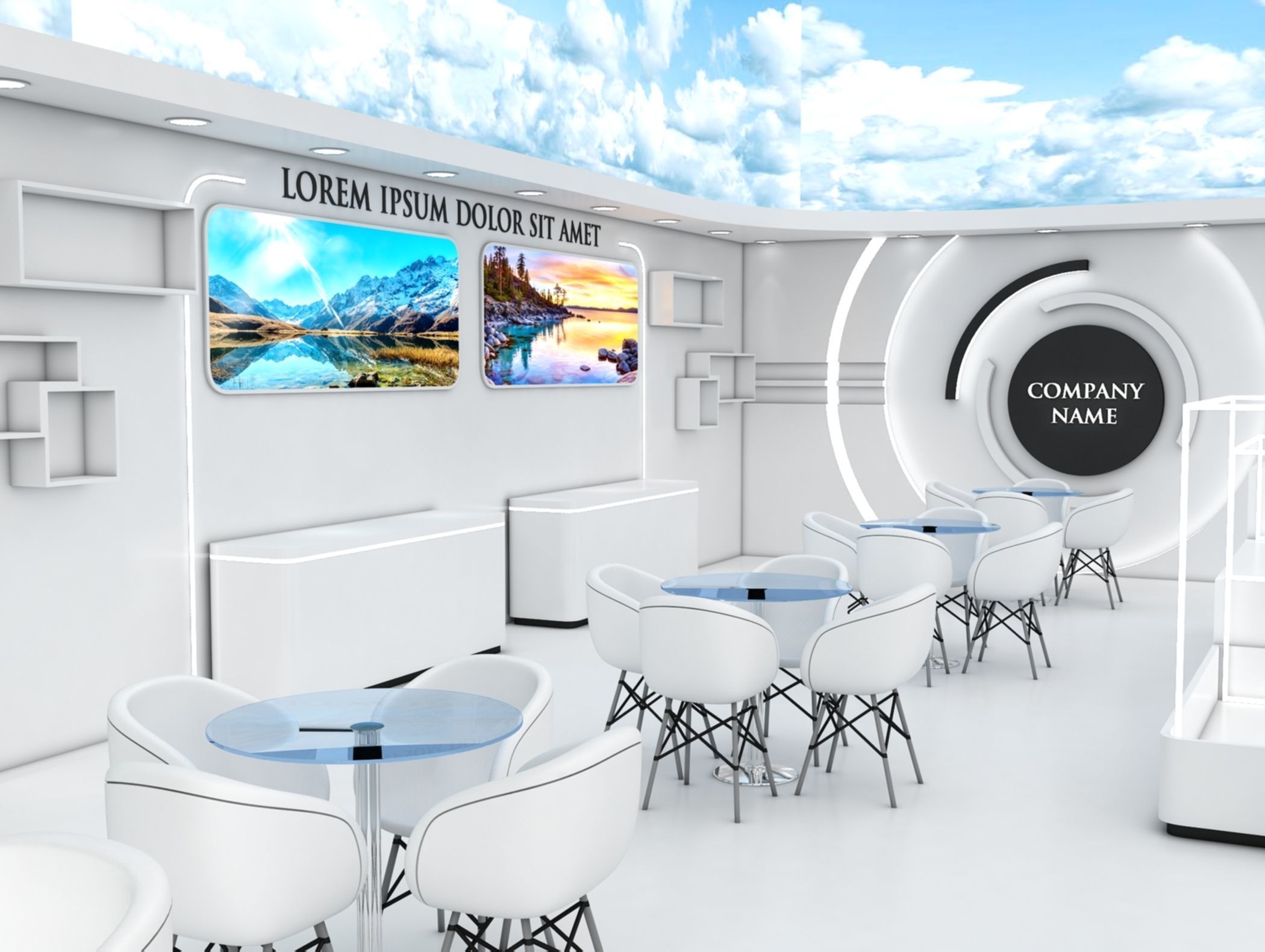 Booth Exhibition Stand Stall 12x6m Height 500 cm 2 Side Open 3D model_4