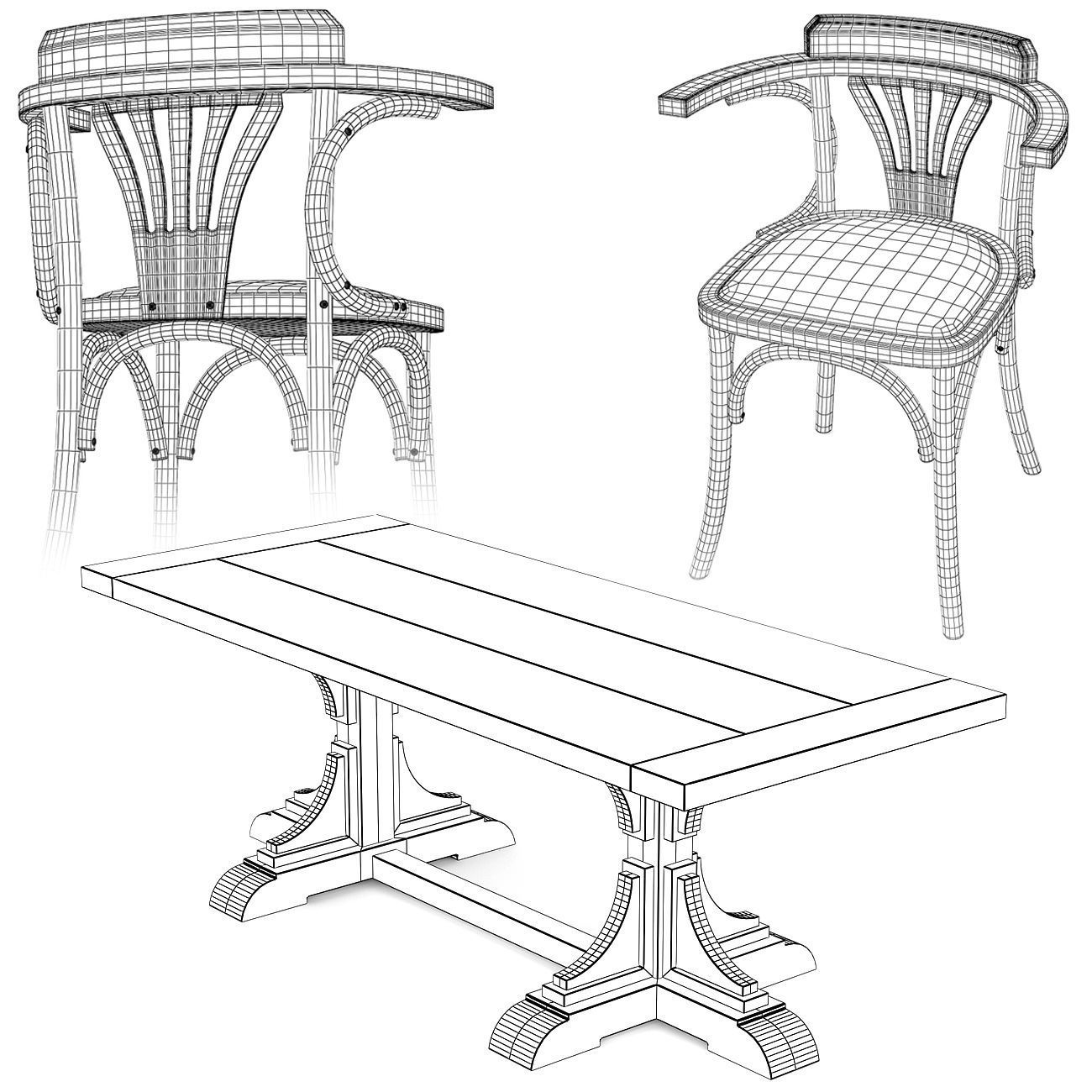 Dining set 02 3D model_5