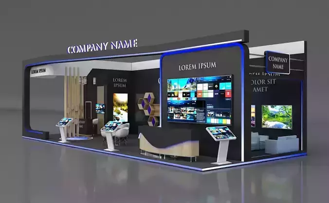 Booth Exhibition Stand Stall 15x6m Height 450 cm 3 Side Open
