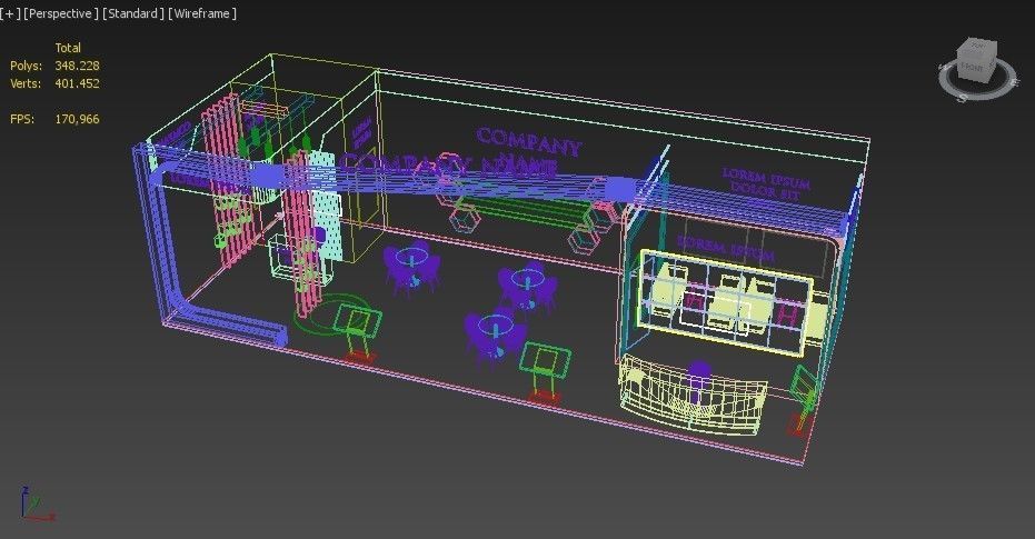Booth Exhibition Stand Stall 15x6m Height 450 cm 3 Side Open 3D model_7