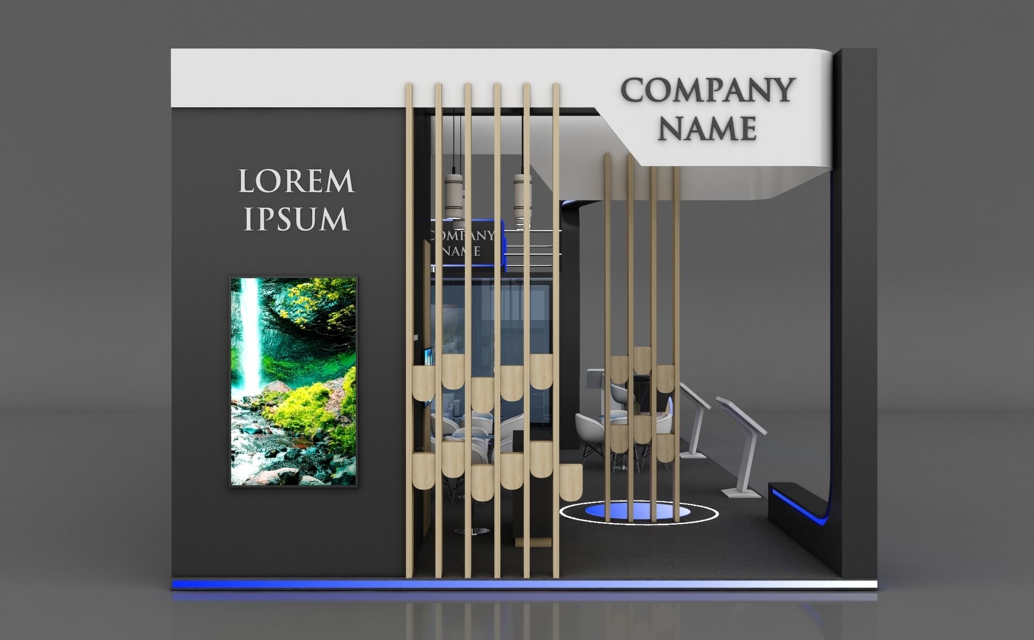 Booth Exhibition Stand Stall 15x6m Height 450 cm 3 Side Open 3D model_6