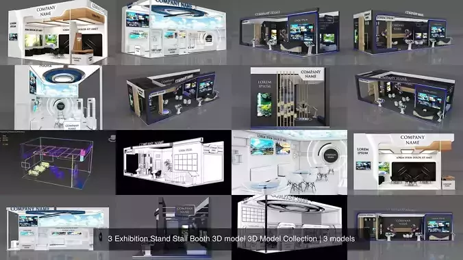 3 Exhibition Stand Stall Booth 3D model 3D Model Collection