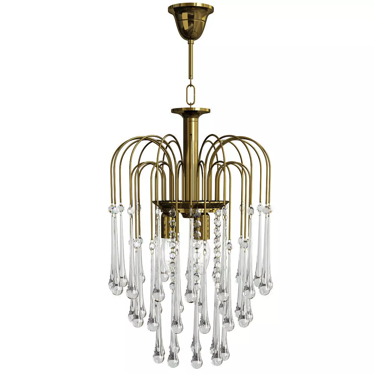 Italian Brass and Murano Glass Teardrop Chandelier Low-poly 3D model_0
