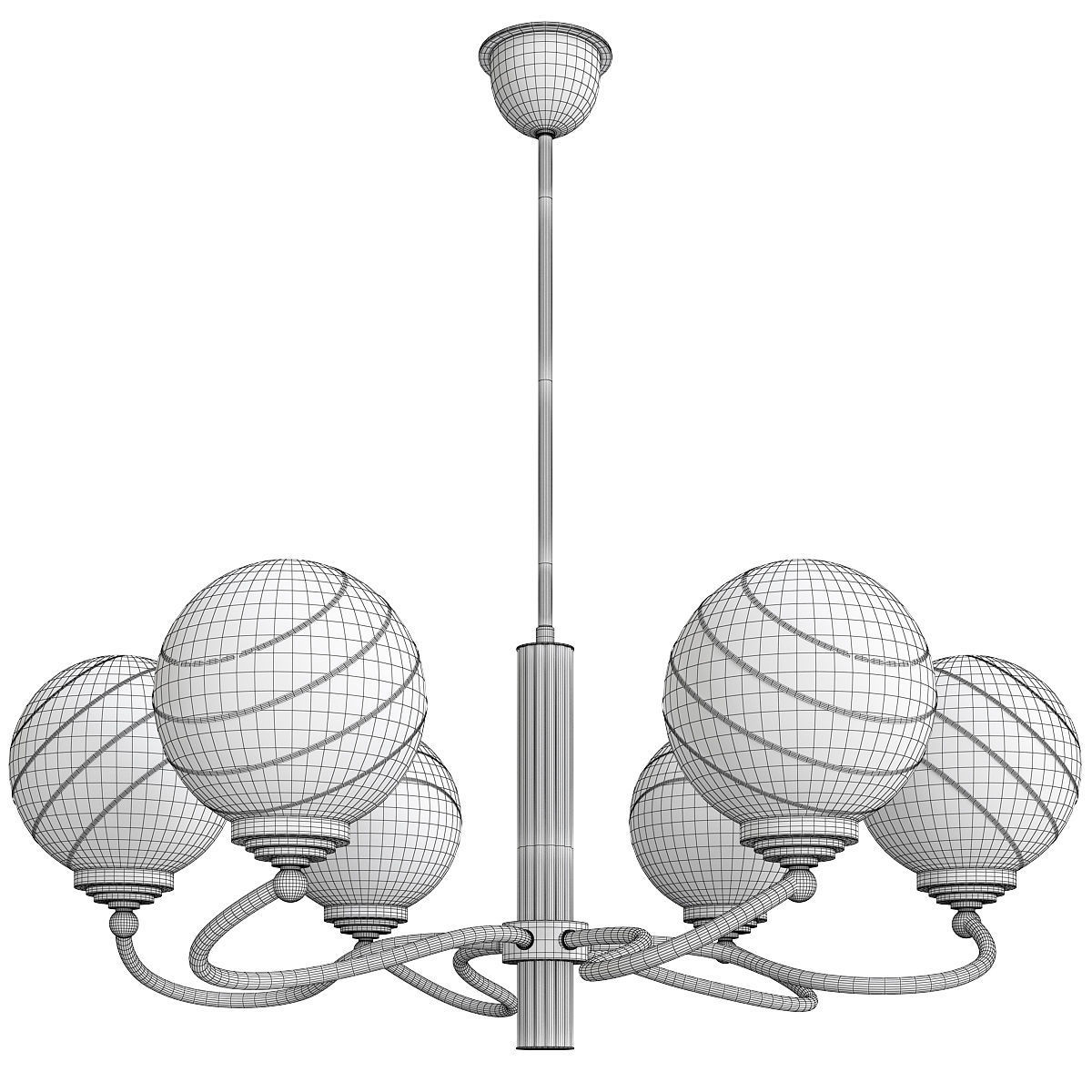 Murano Glass and Brass Chandelier Low-poly 3D model_1