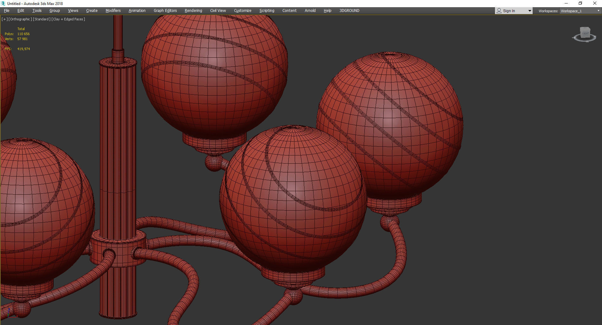 Murano Glass and Brass Chandelier Low-poly 3D model_4