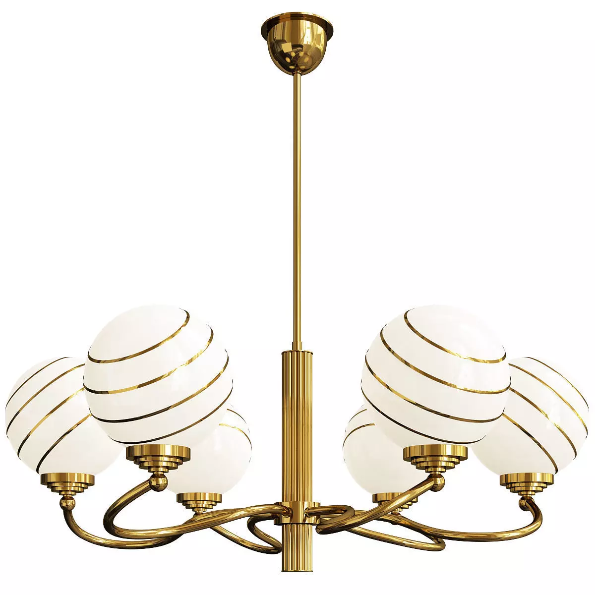 Murano Glass and Brass Chandelier Low-poly 3D model_0