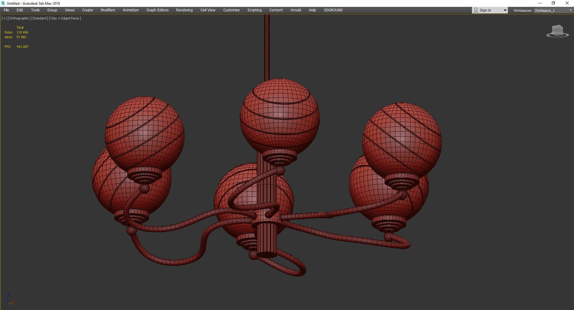 Murano Glass and Brass Chandelier Low-poly 3D model_3